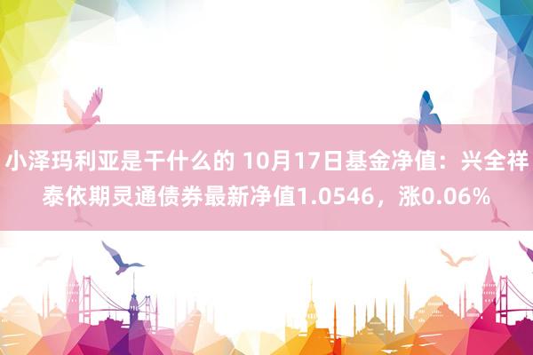 小泽玛利亚是干什么的 10月17日基金净值：兴全祥泰依期灵通债券最新净值1.0546，涨0.06%